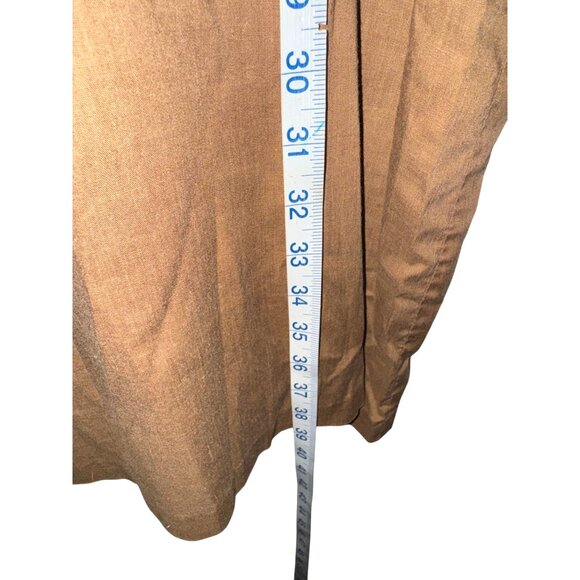 Handmade Brown Short-Sleeve Button-Up Dress With Embroidered Pockets & Collar Tr - Picture 7 of 8